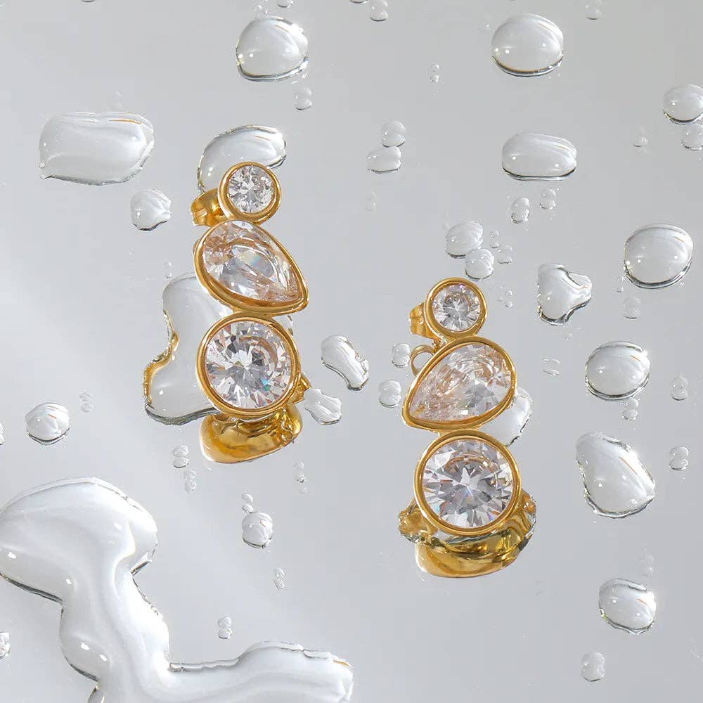 Alexandra Triple Diamond Zircon Drop Earring