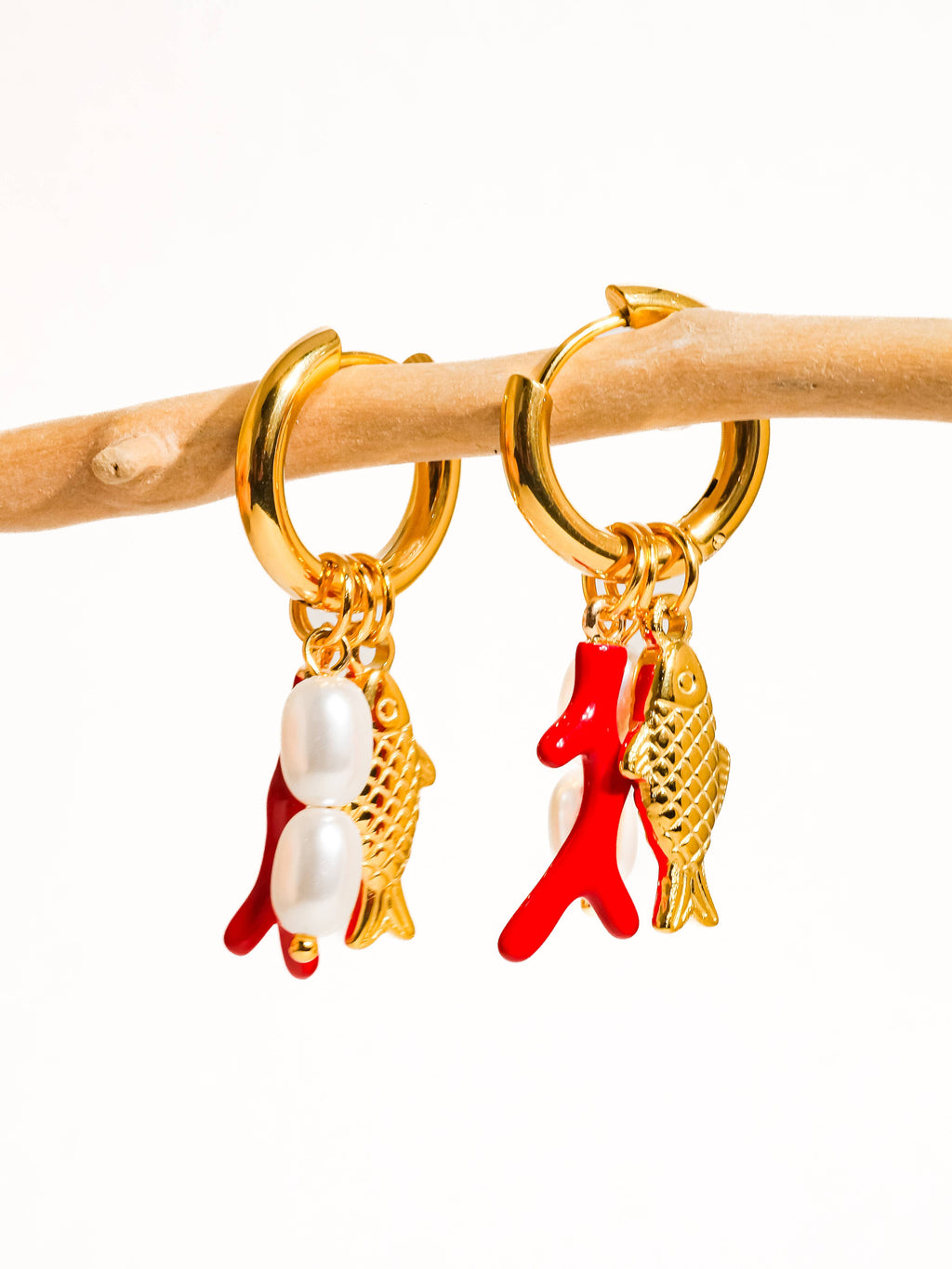 Rocaille Fish Pearl Earrings