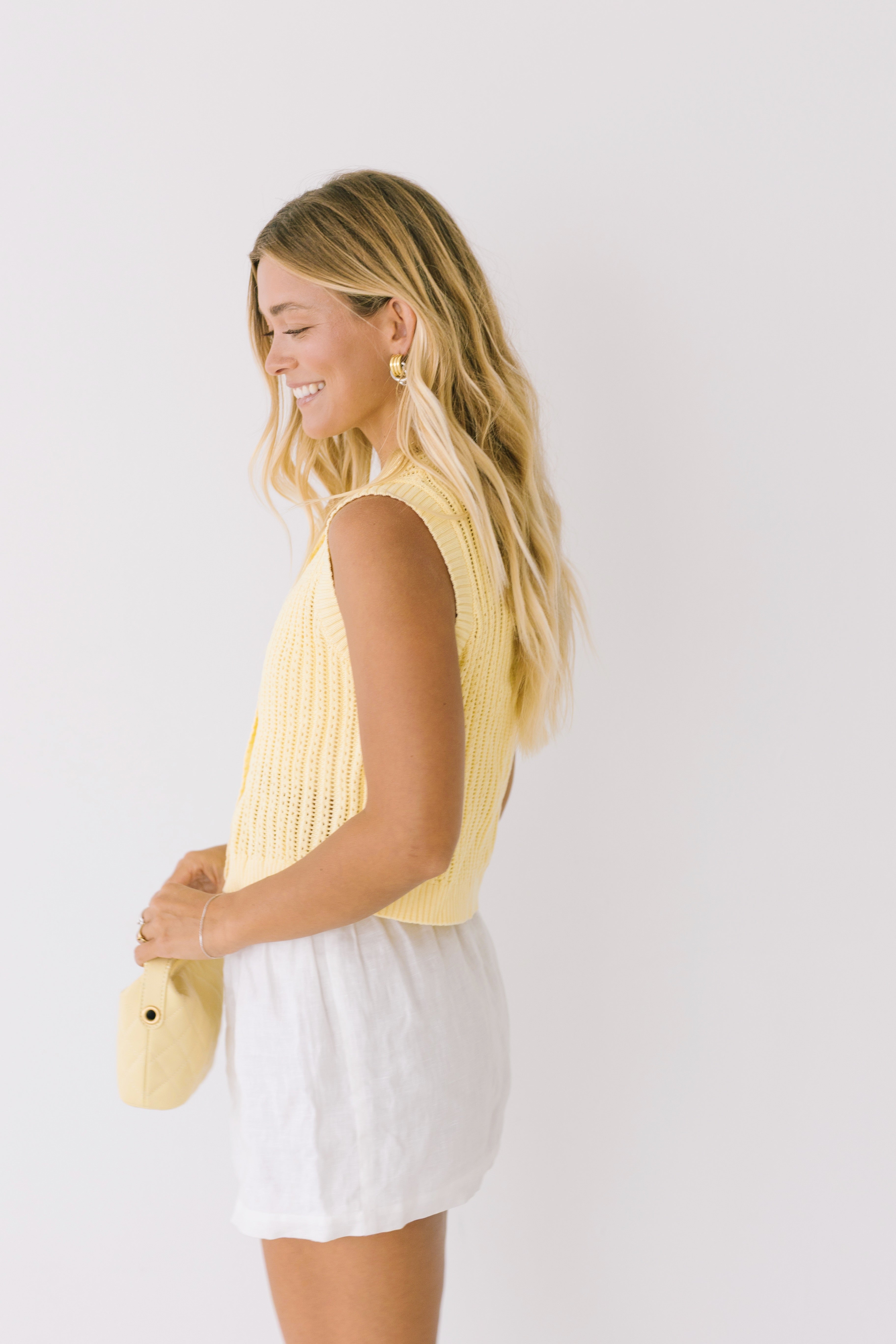 Sophia Sweater Vest Top - Butter Yellow