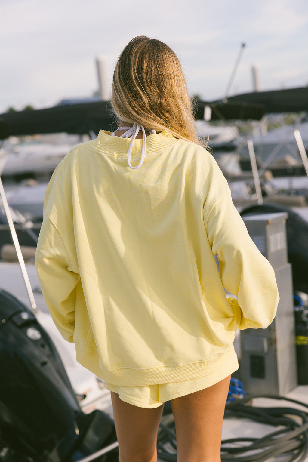 Fancy Oversized Terry Mockneck - Malibu Yellow