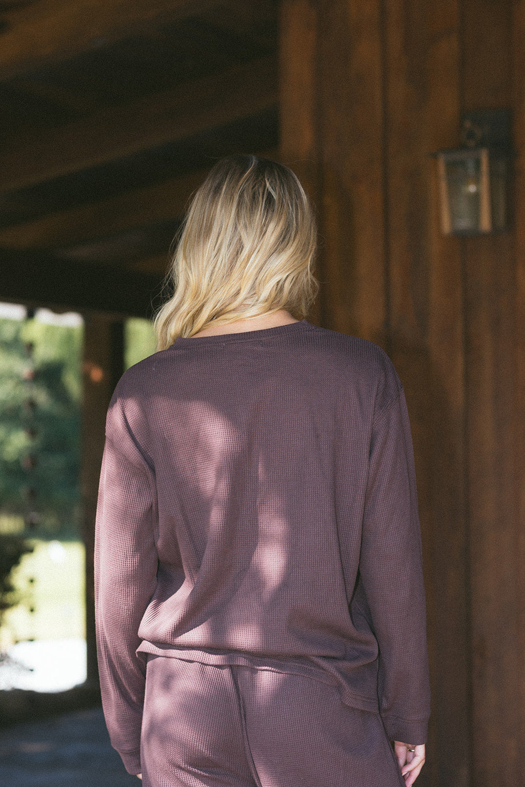 Fancy Buttoned Waffle Long Sleeve - Chocolate