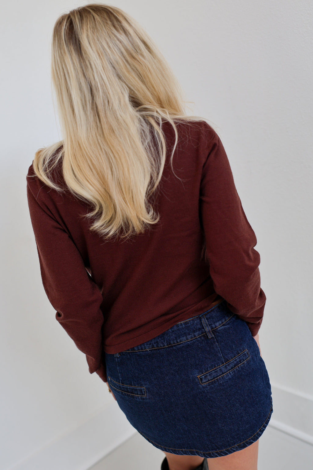 Nila Long Sleeve Sweater Tee - Brown