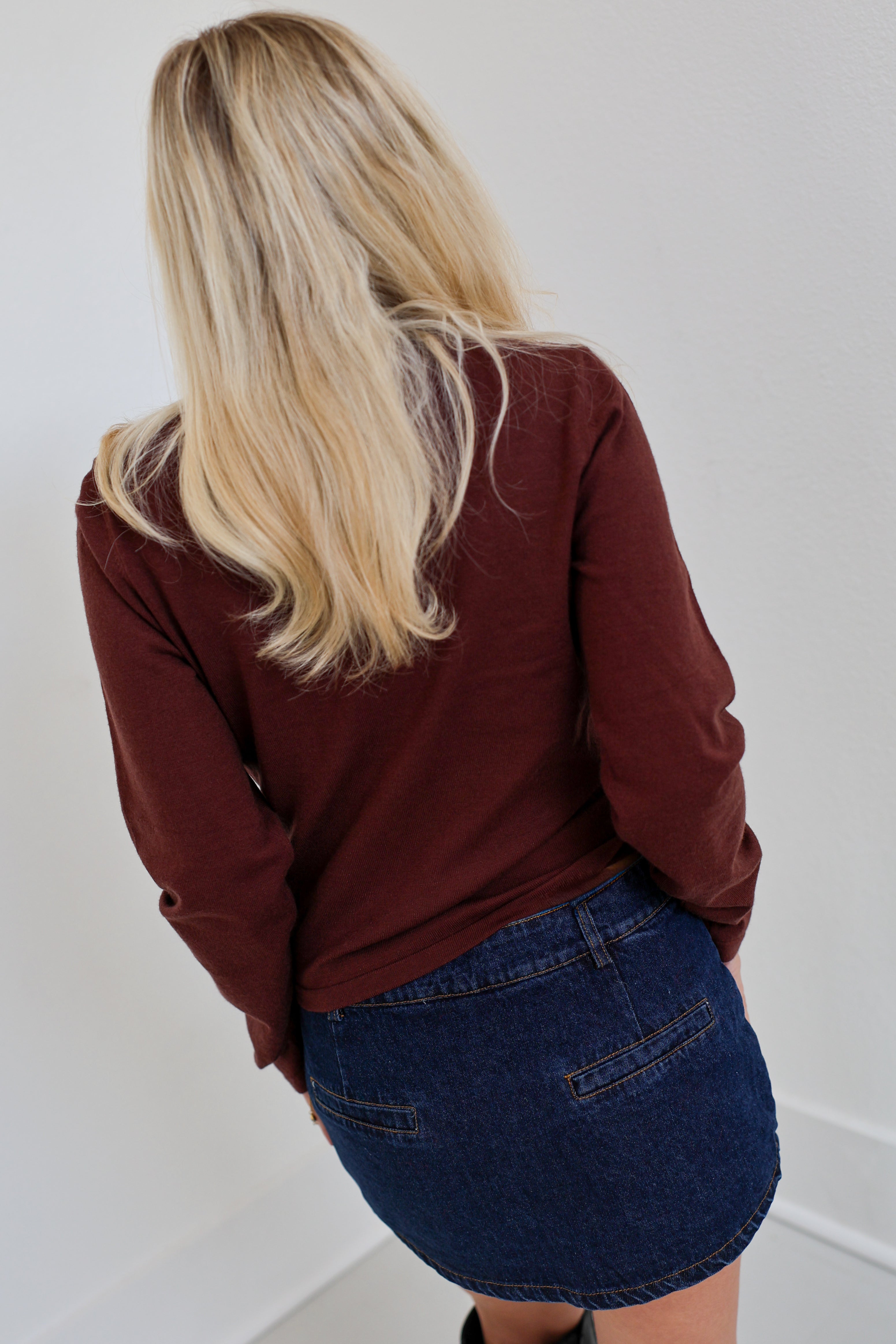 Nila Long Sleeve Sweater Tee - Brown