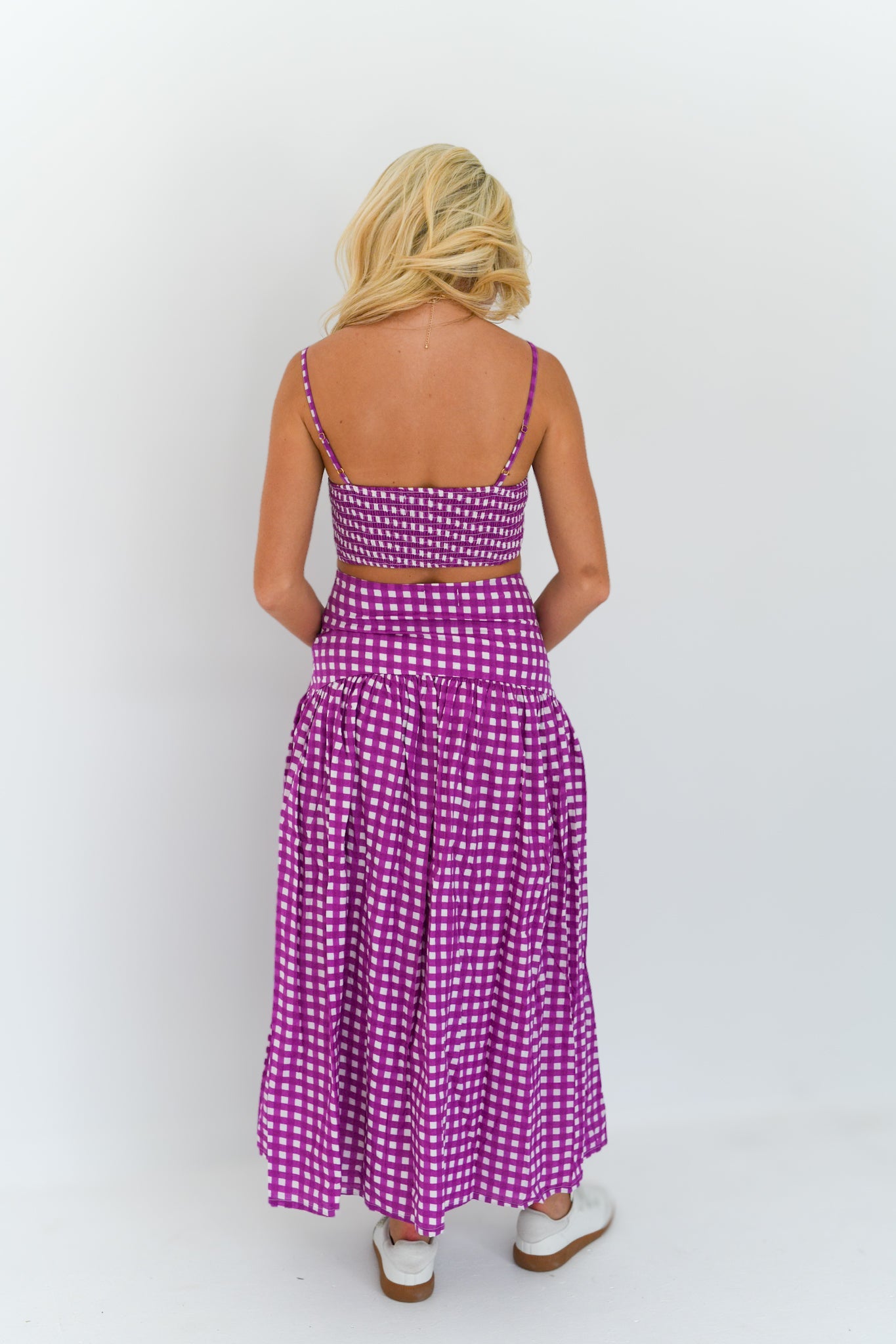 Eliza Maxi Skirt Set - Purple Gingham