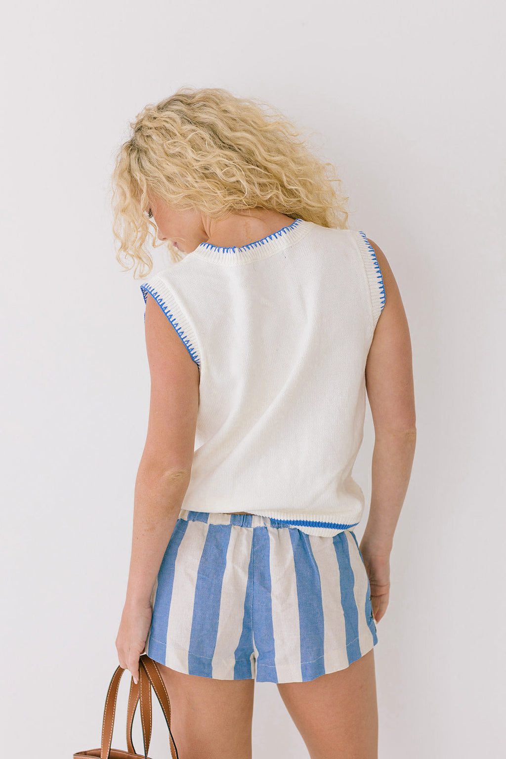 May Striped Micro Shorts - Lt Blue