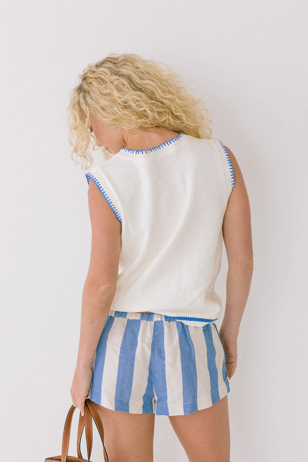 May Striped Micro Shorts - Lt Blue