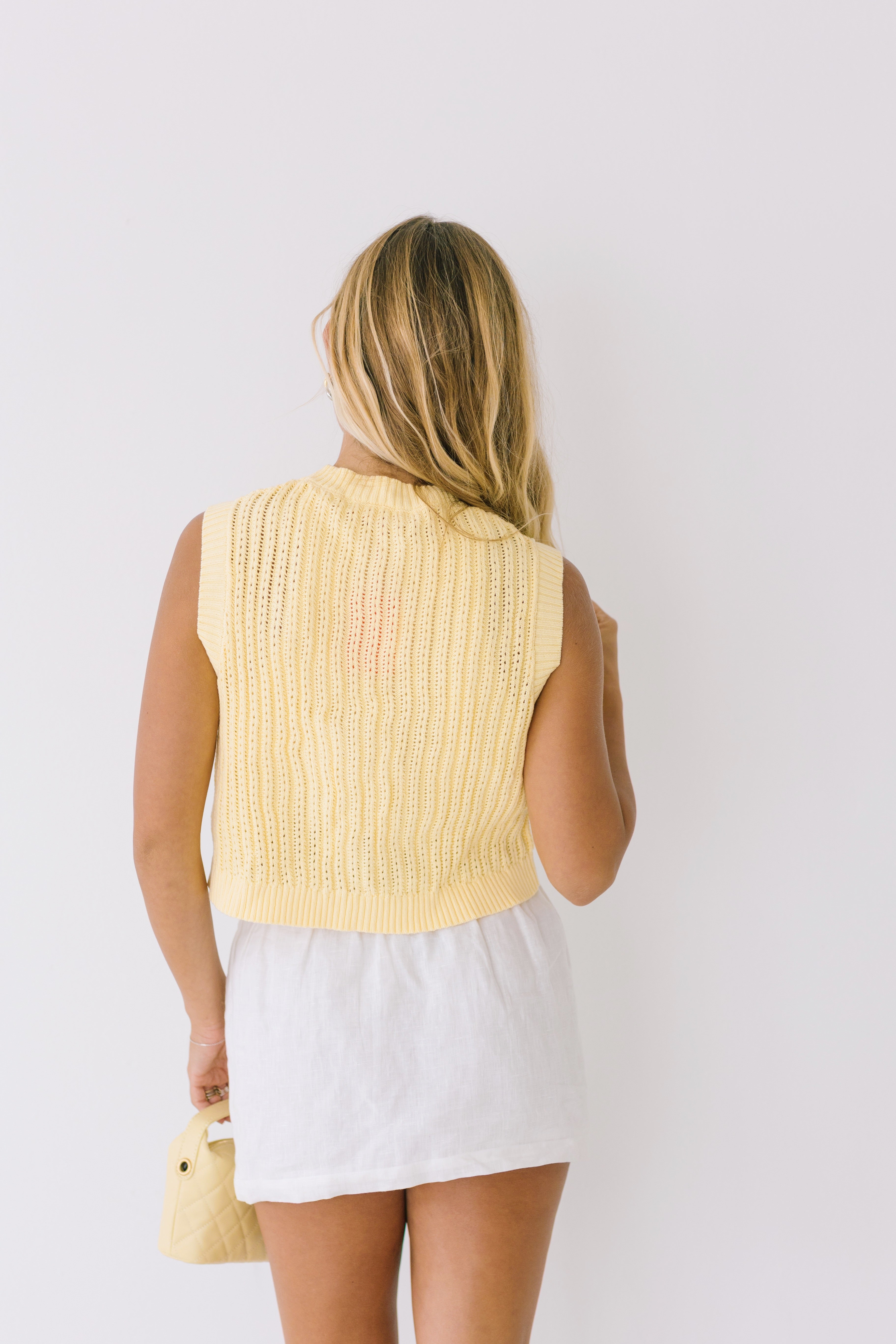 Sophia Sweater Vest Top - Butter Yellow