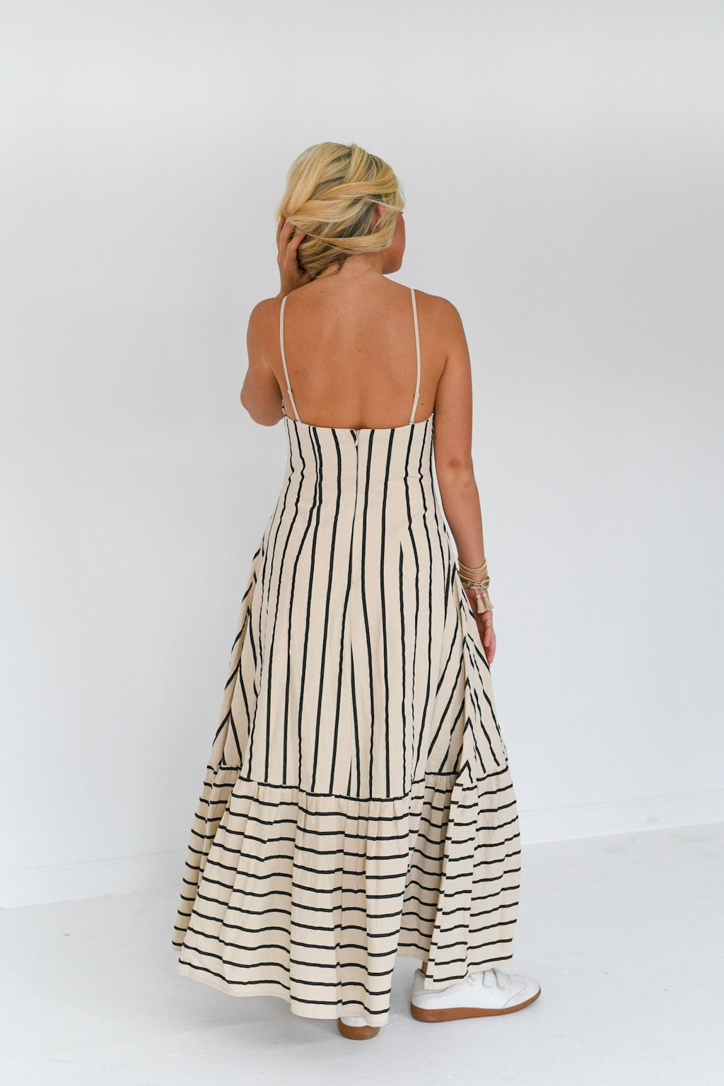 Sara Striped Maxi Dress - Nude/Black