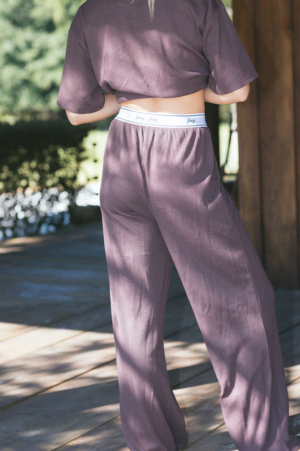 Fancy Waffle Knit Pants - Chocolate