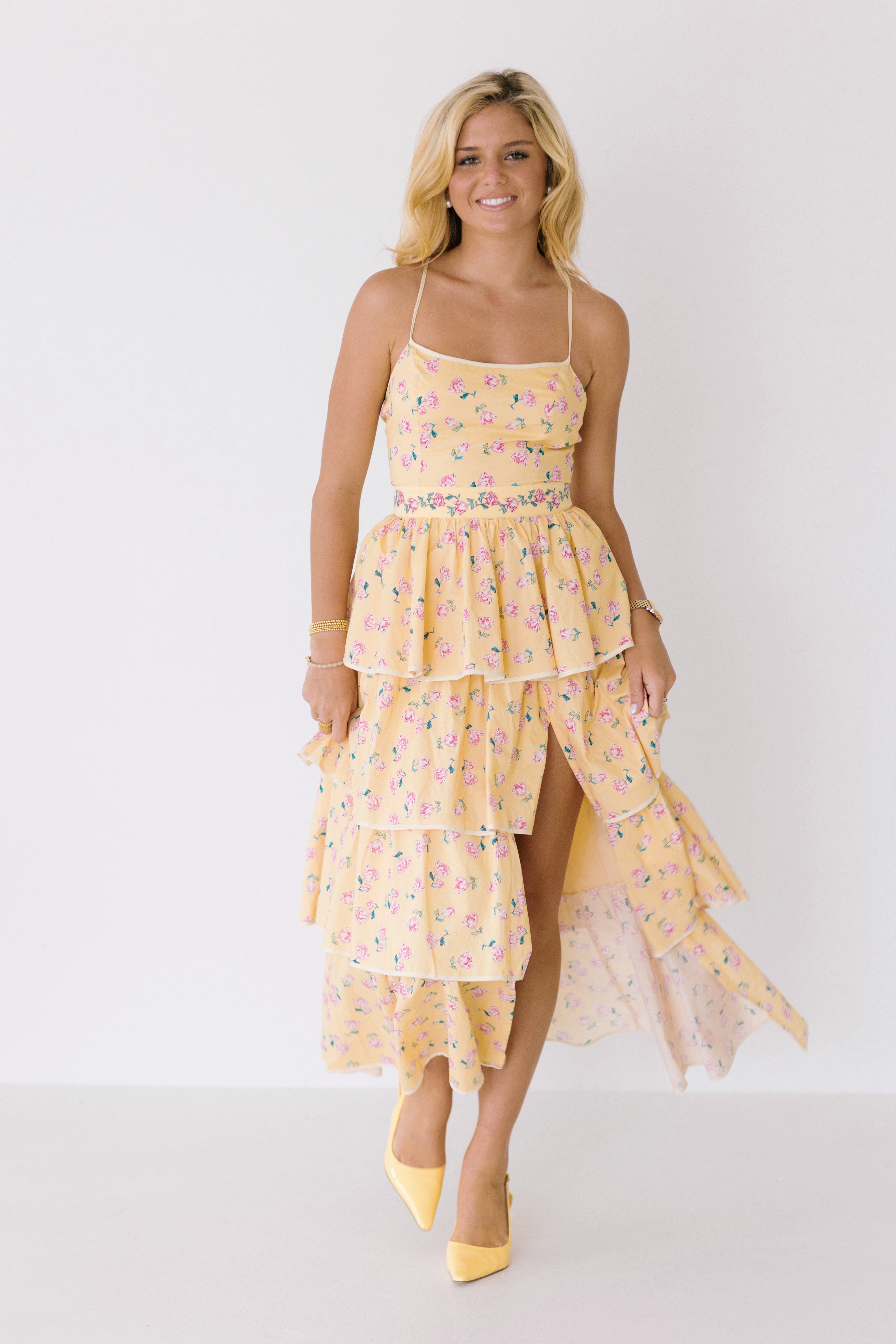 Skye Ruffle Maxi Dress - Yellow