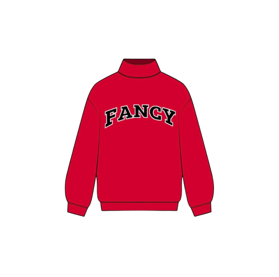 Fancy Oversized Fleece Mockneck - Red/Black