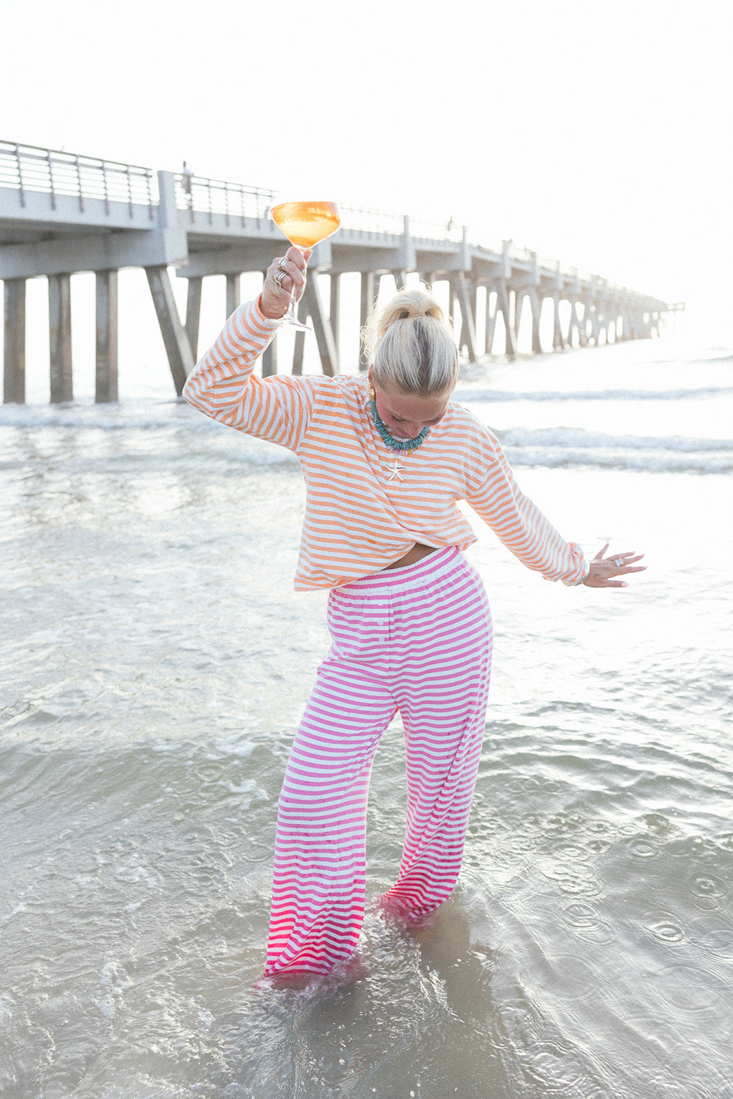 Fancy Striped Button Pants