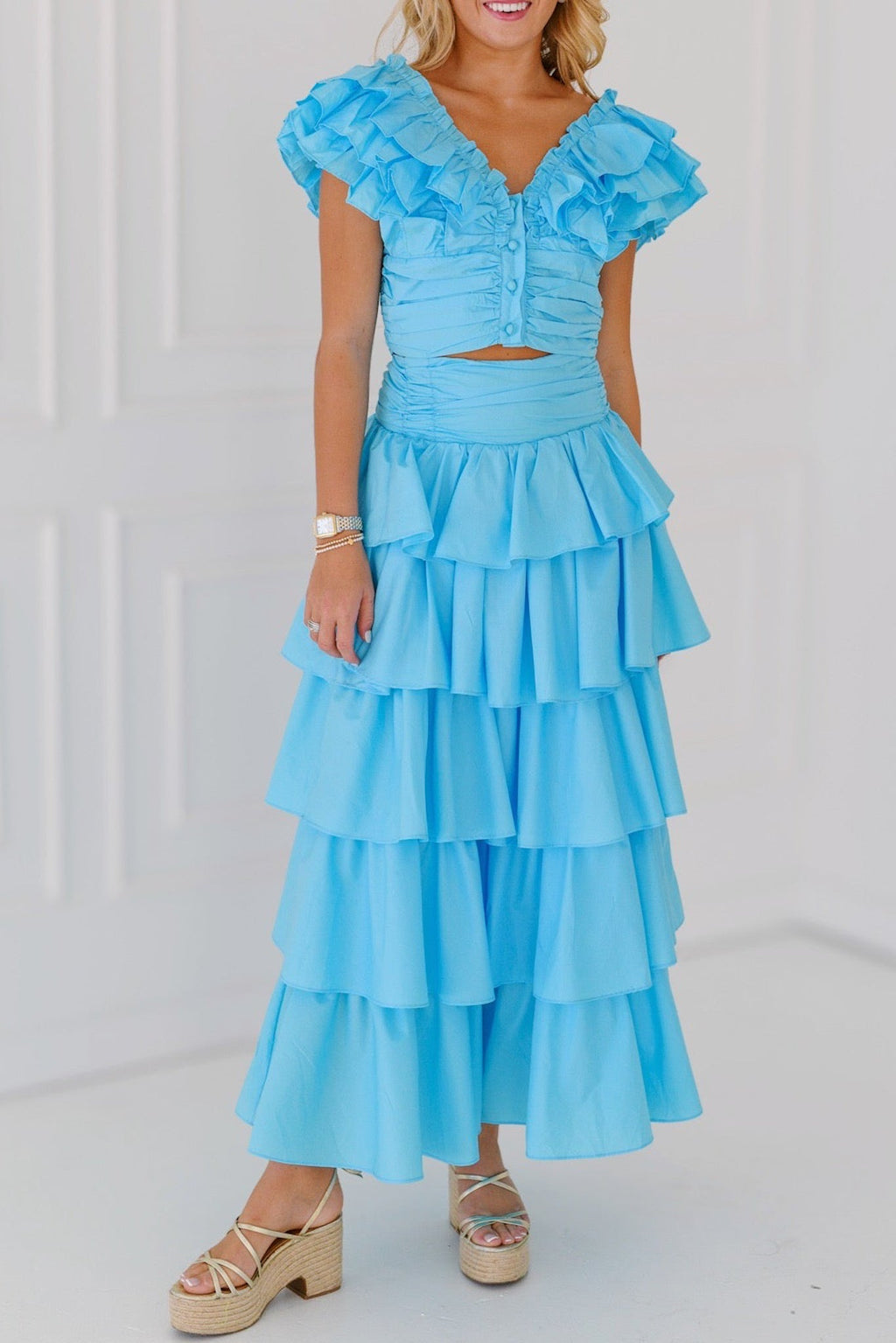 Tara Ruffle Skirt Set - Blue