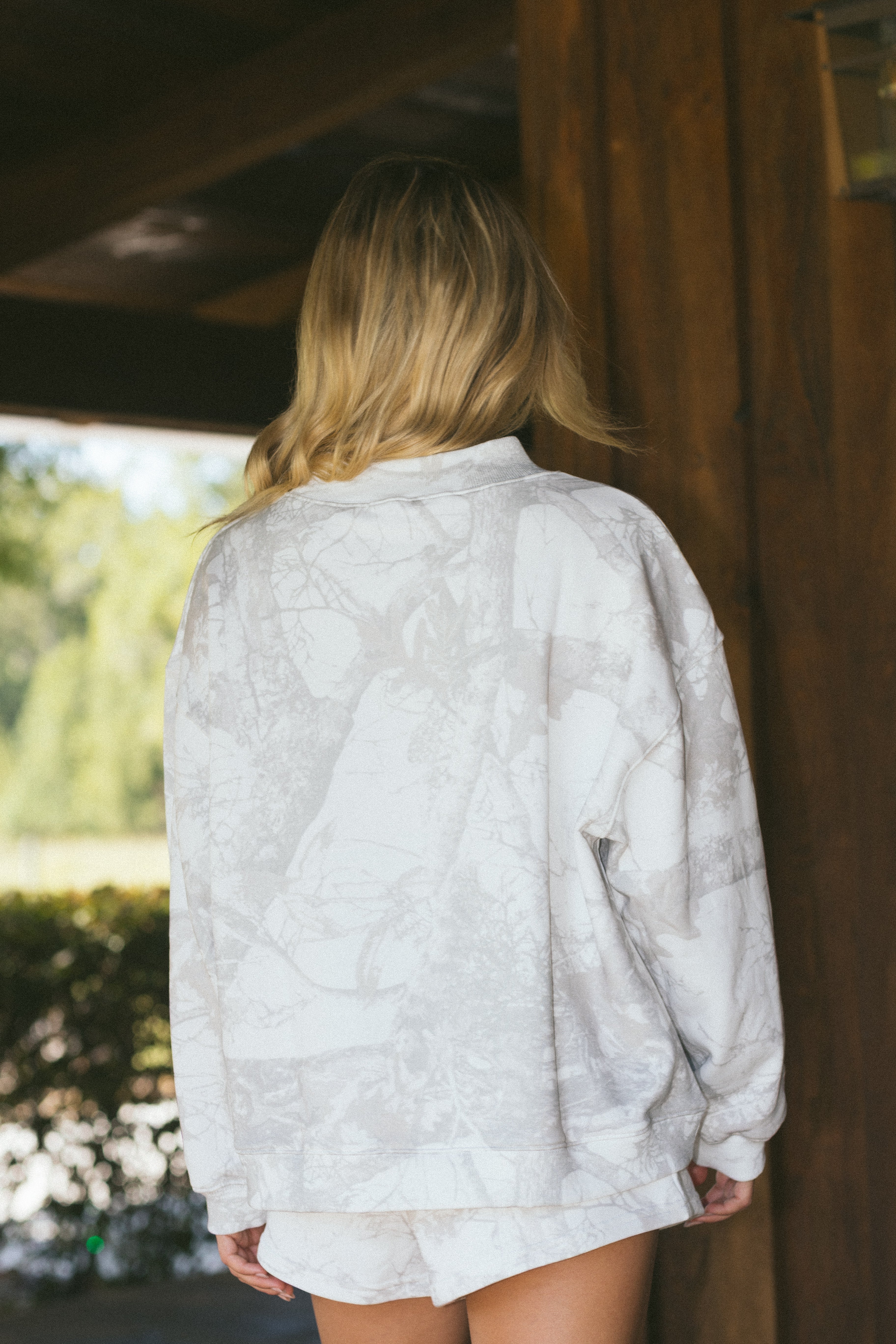 Fancy Oversized French Terry Mockneck - White Camo