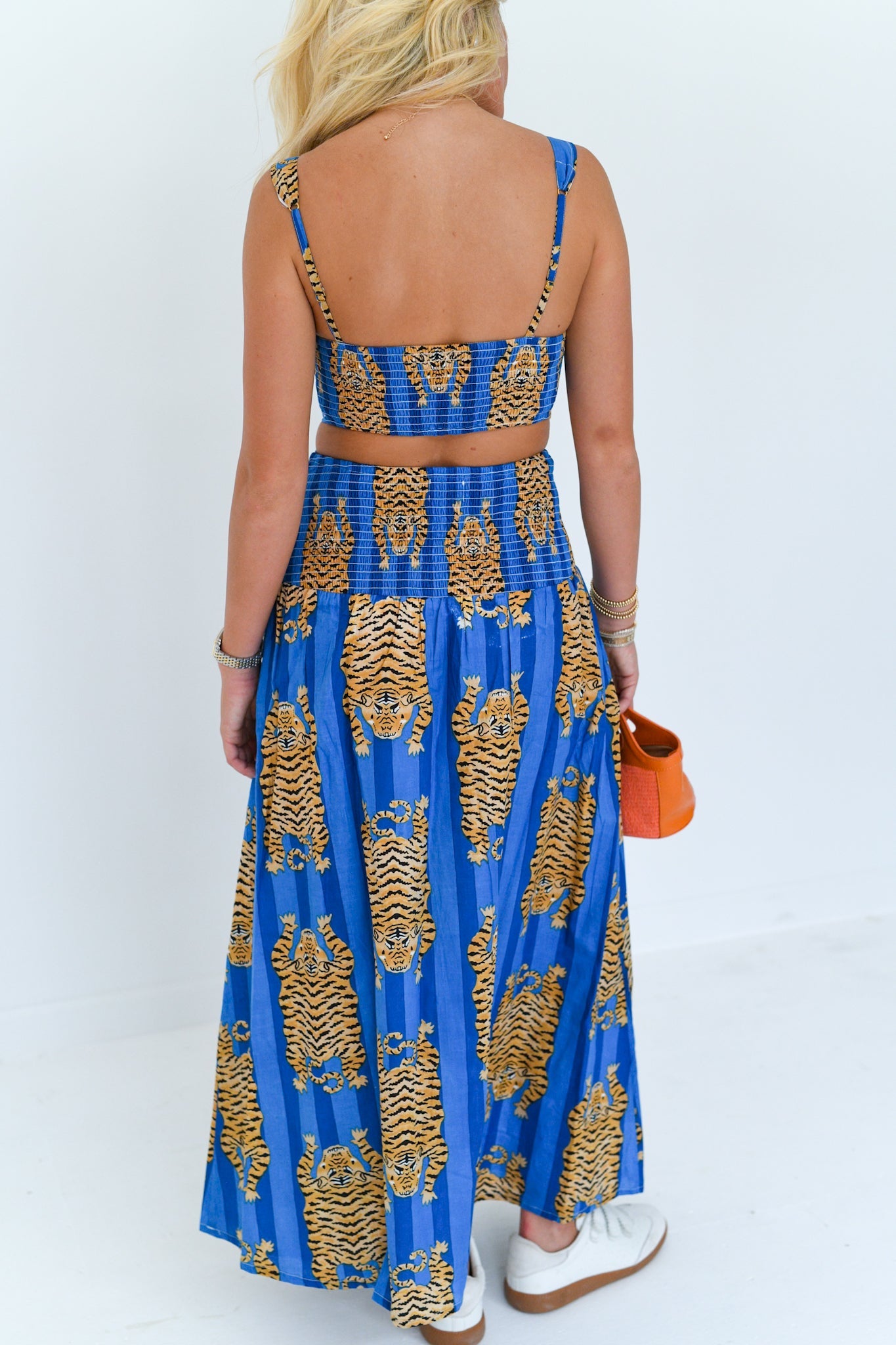 Ginger Maxi Skirt Set - Blue Striped Tiger
