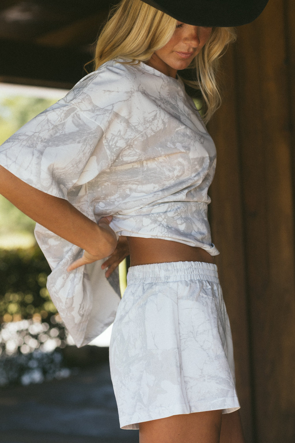 Fancy Button Shorts - White Camo (PREORDER)