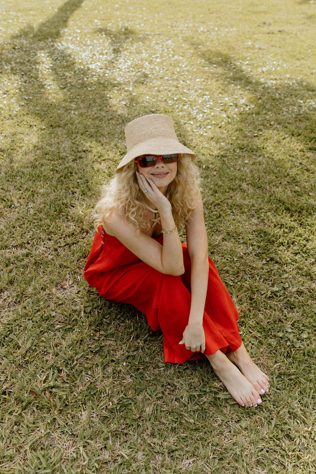 Sophie Square Neck and Wide Leg Pants Set - Red