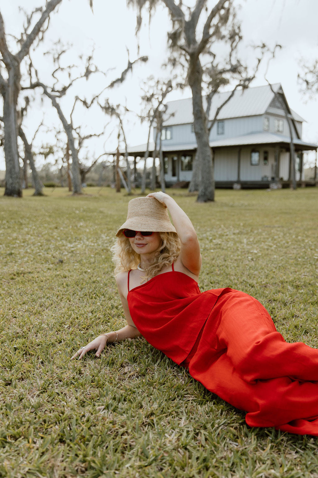 Sophie Square Neck and Wide Leg Pants Set - Red