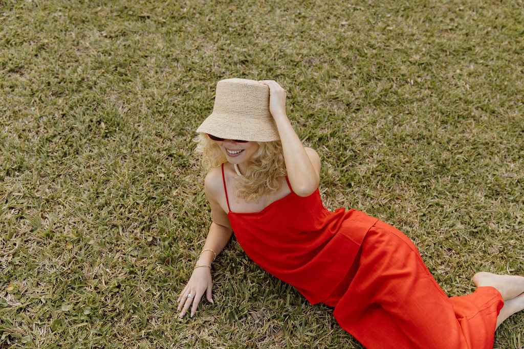 Sophie Square Neck and Wide Leg Pants Set - Red