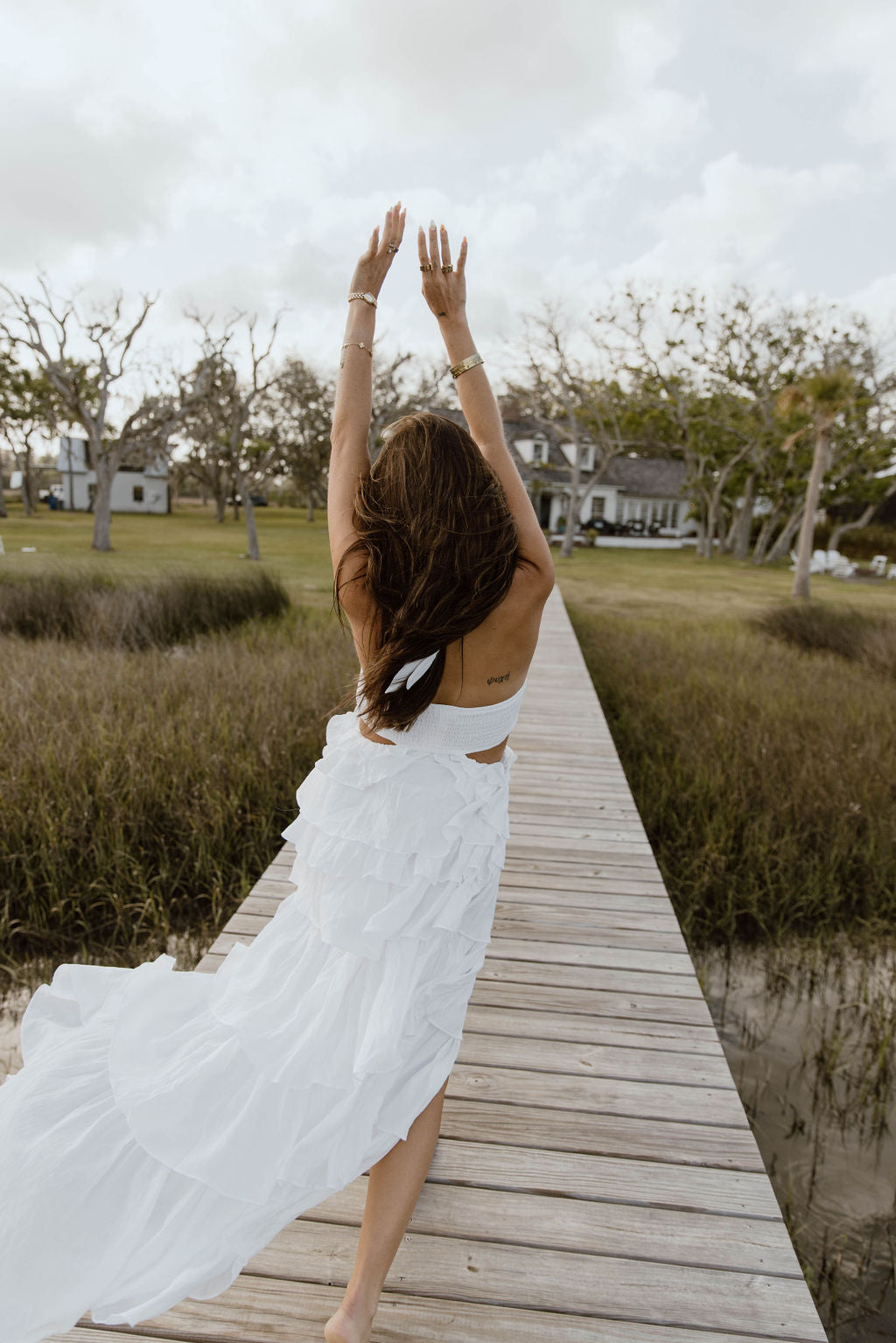 Gabbi Floral Ruffle Cutout Maxi Dress - Off White