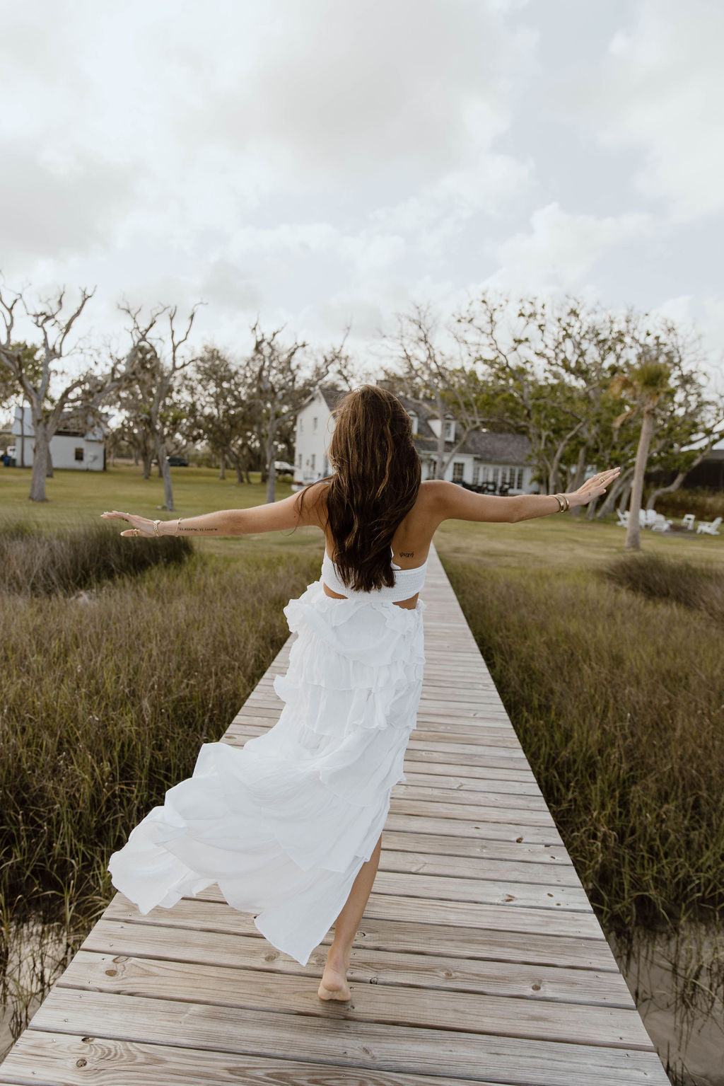 Gabbi Floral Ruffle Cutout Maxi Dress - Off White