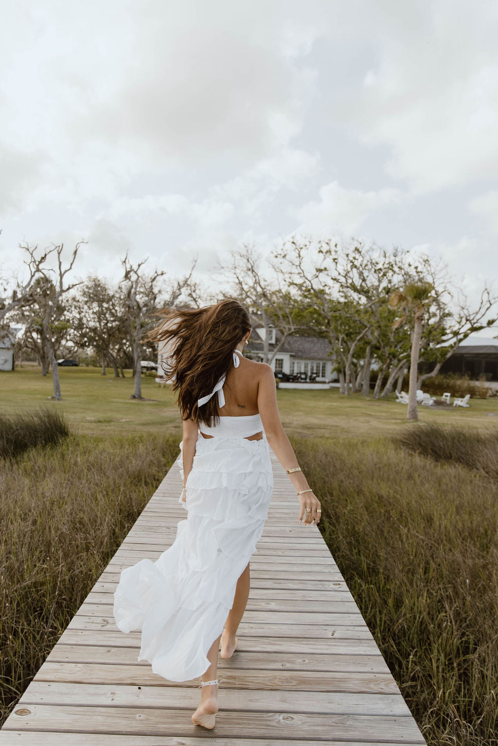 Gabbi Floral Ruffle Cutout Maxi Dress - Off White