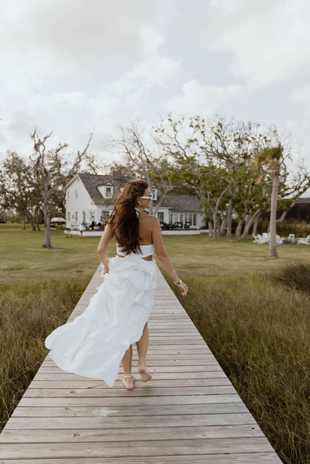 Gabbi Floral Ruffle Cutout Maxi Dress - Off White