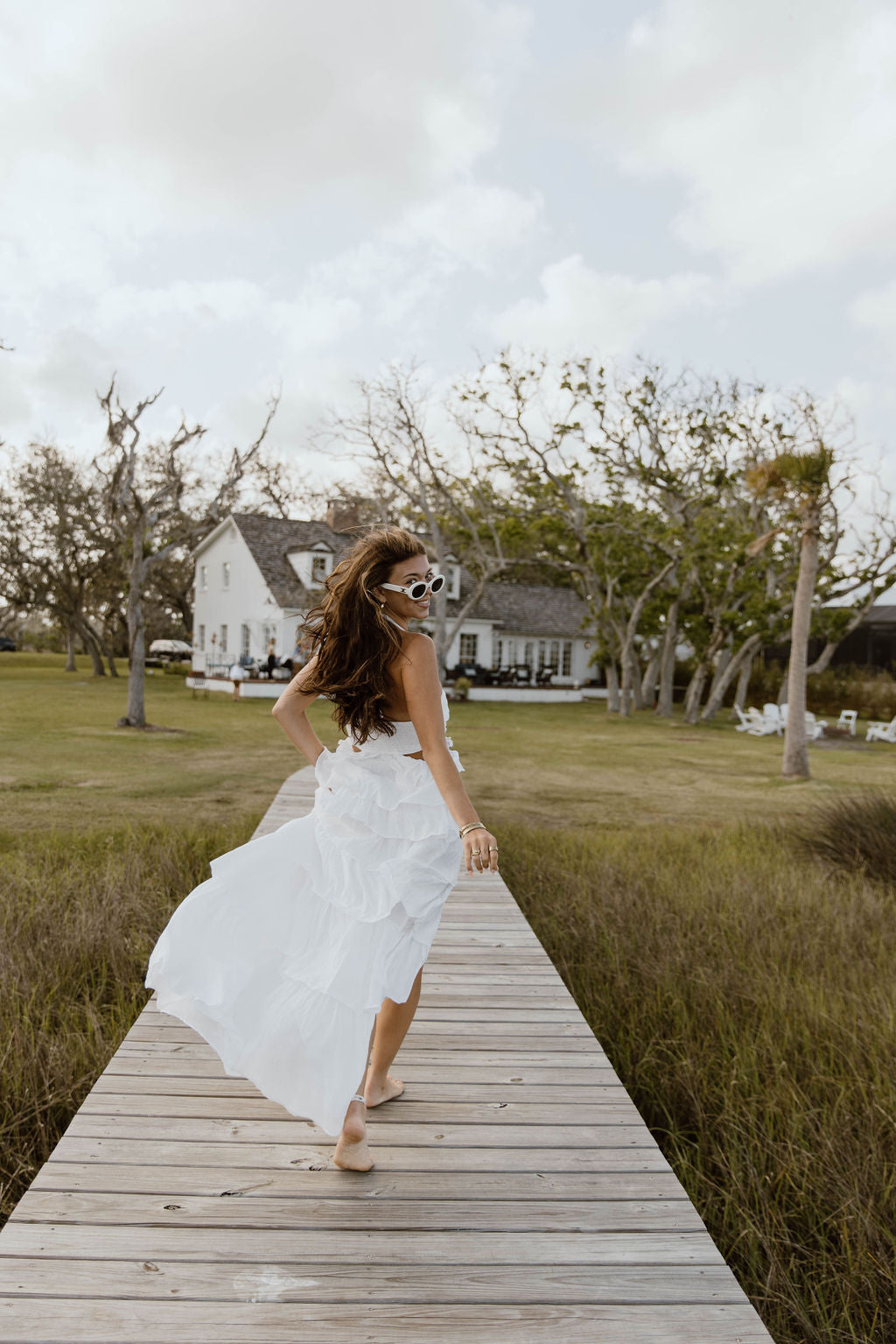 Gabbi Floral Ruffle Cutout Maxi Dress - Off White