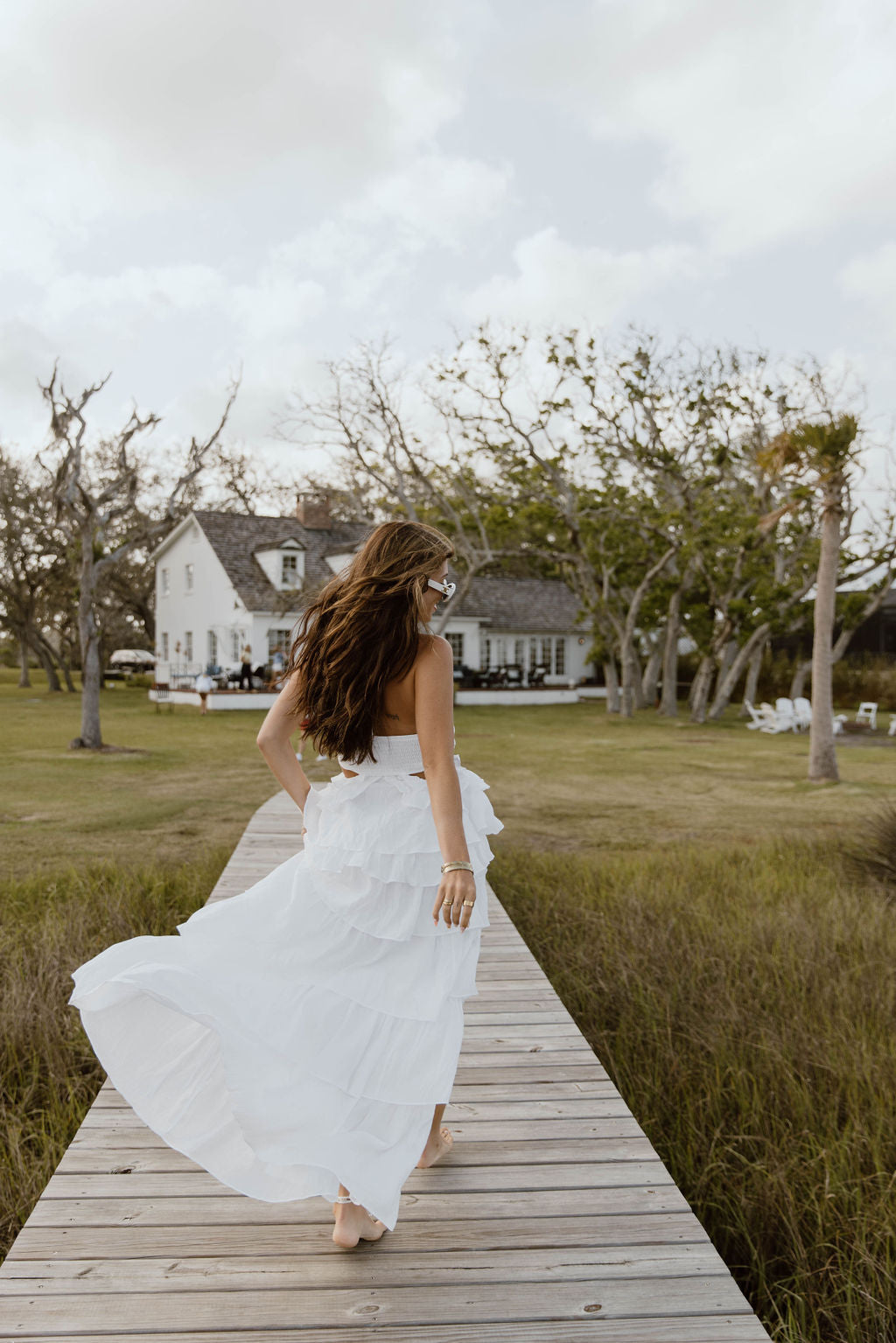 Gabbi Floral Ruffle Cutout Maxi Dress - Off White