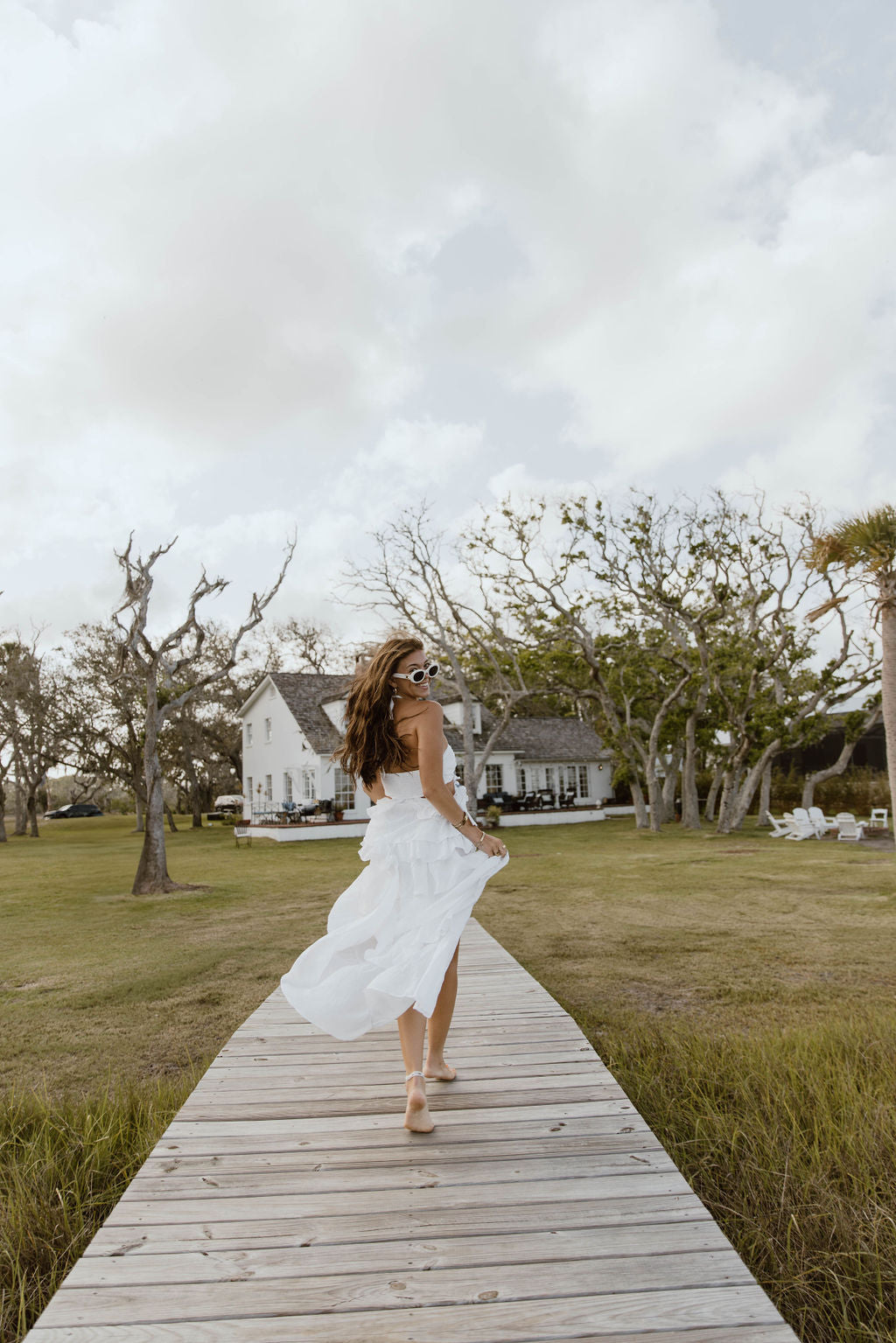 Gabbi Floral Ruffle Cutout Maxi Dress - Off White