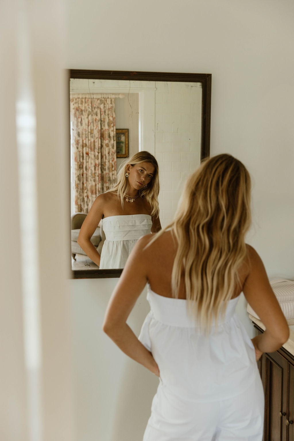 Lux Wide Leg Striped Pants - White/Lt Blue Stripes