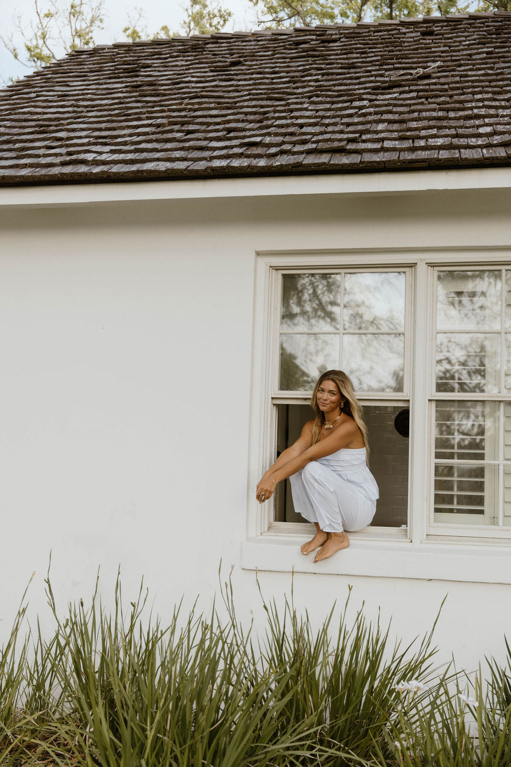Lux Wide Leg Striped Pants - White/Lt Blue Stripes