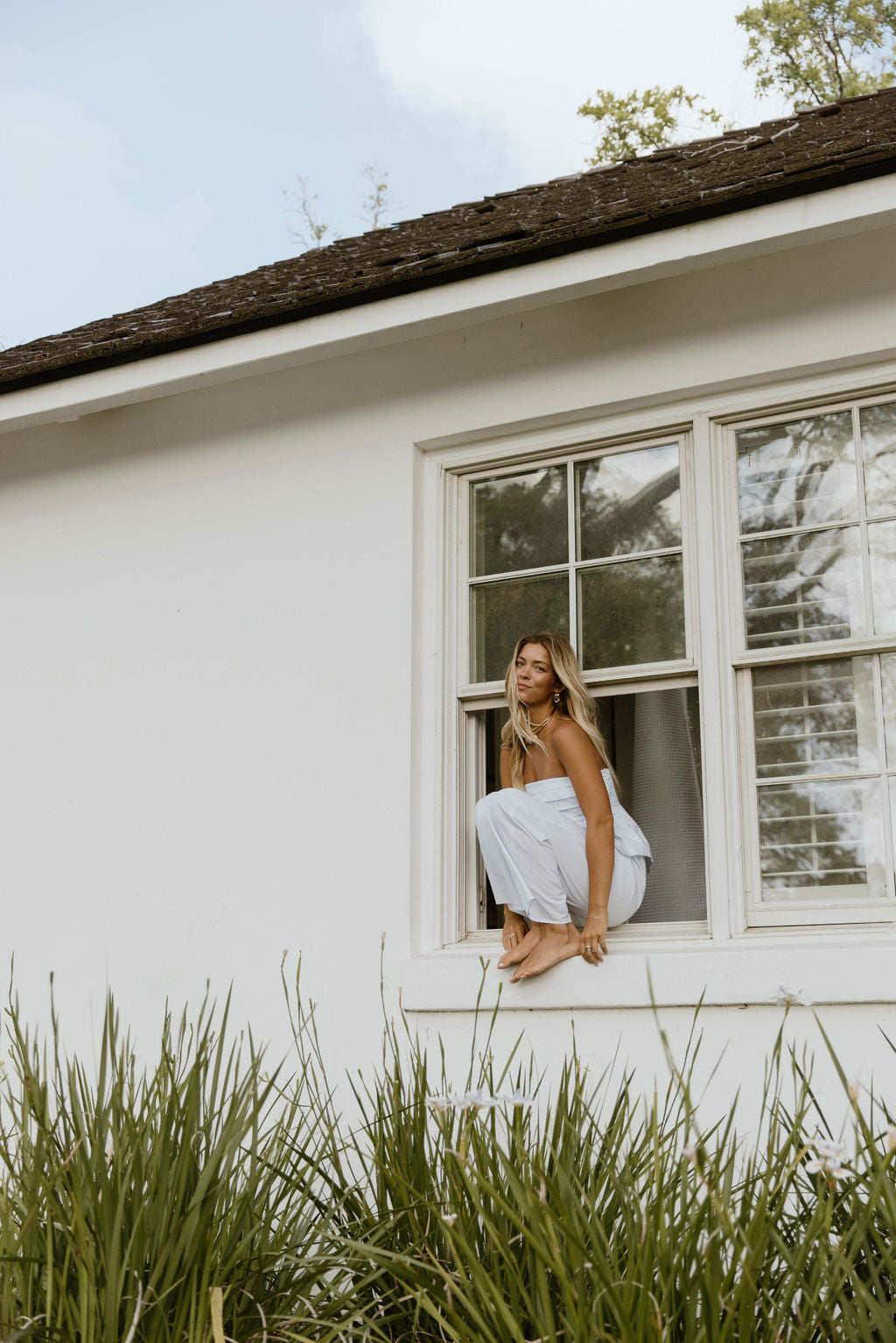 Trixie Strapless Pleated Top - White/Lt Blue Stripes