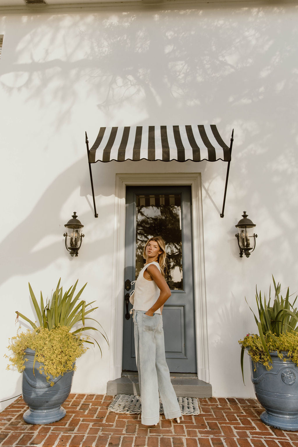 Dell Tie Front Pants - Washed Denim