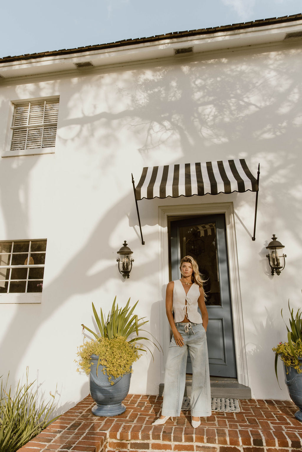 Dell Tie Front Pants - Washed Denim