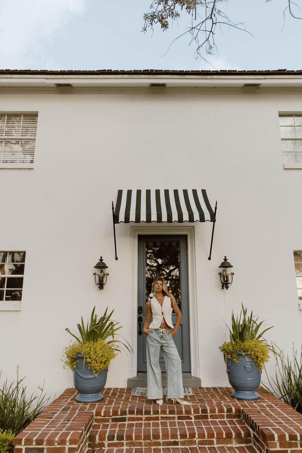 Maggie Linen Tie Top - Light Beige