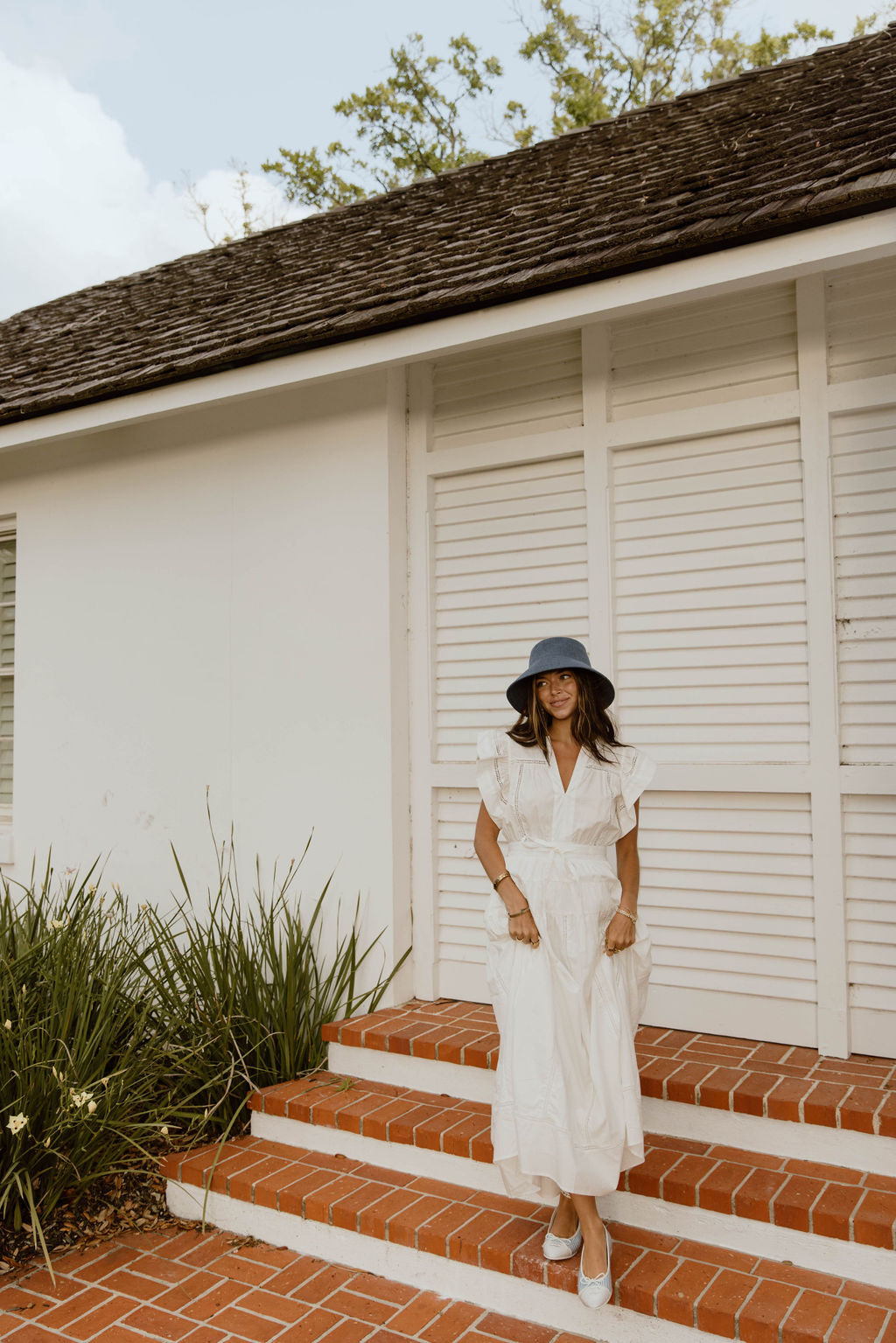 Hadlee Ruffle Sleeve Maxi Dress - Off White