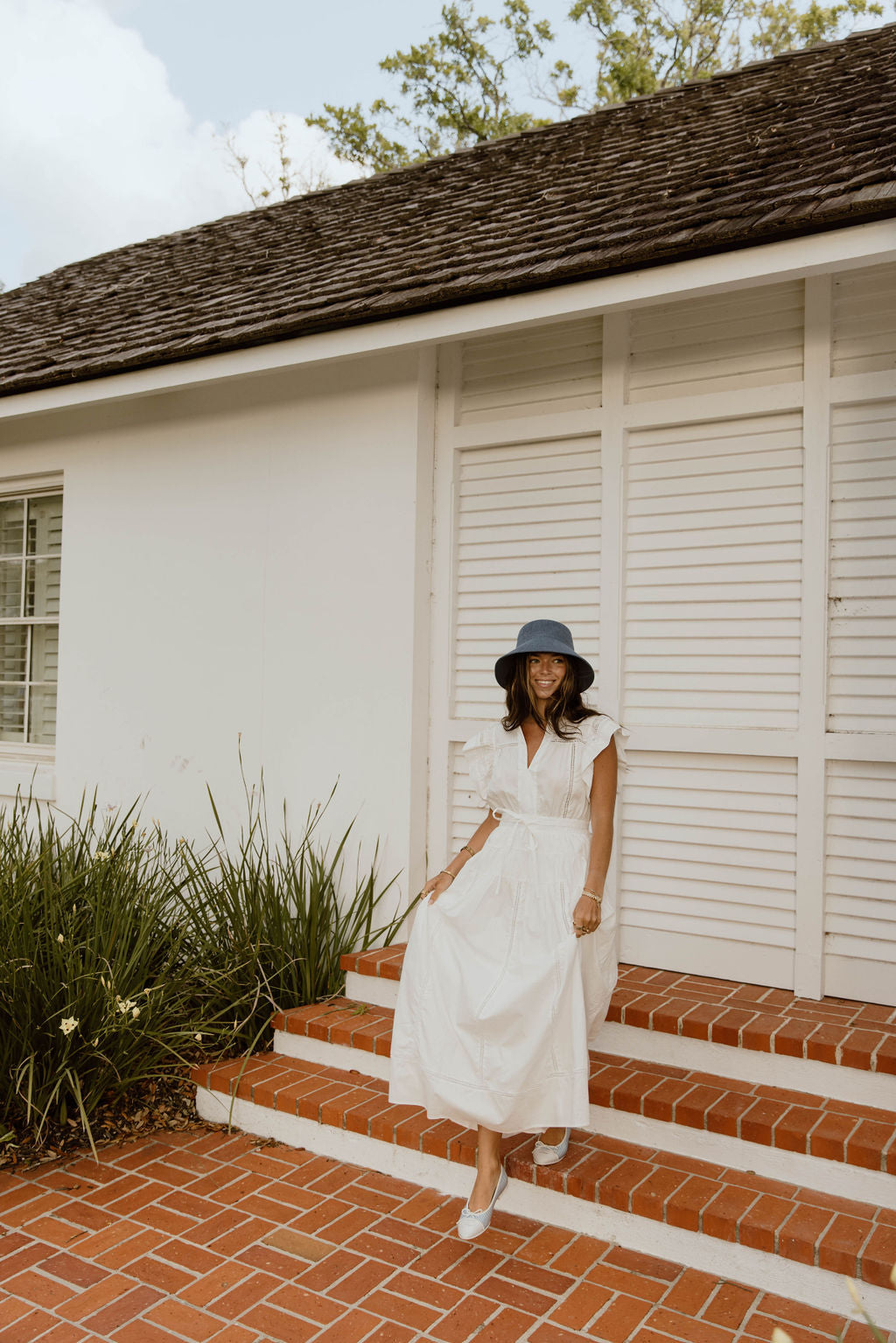 Hadlee Ruffle Sleeve Maxi Dress - Off White