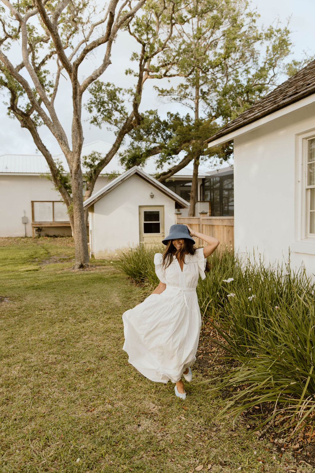 Hadlee Ruffle Sleeve Maxi Dress - Off White