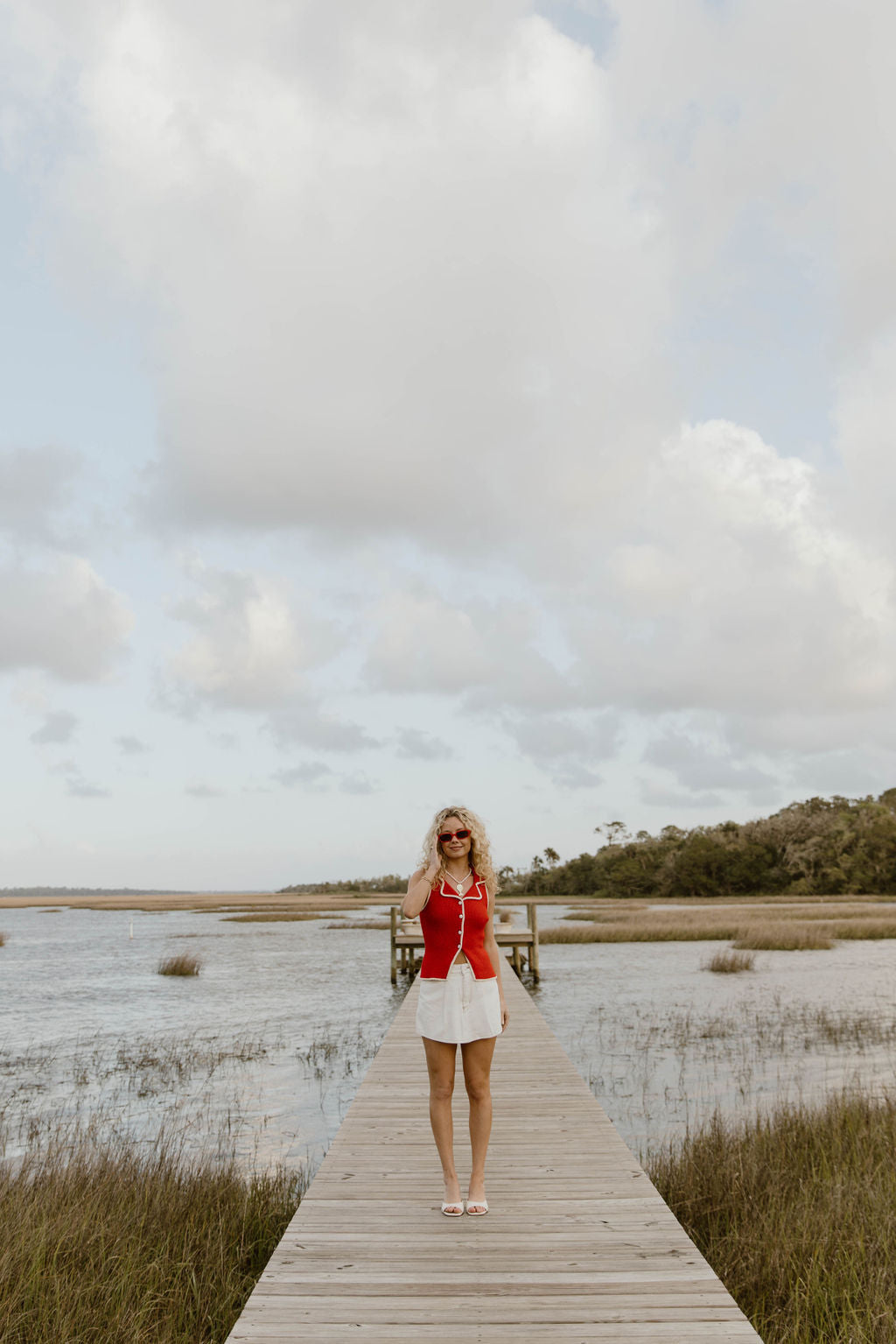 Indie Button Down Top - Red Cream