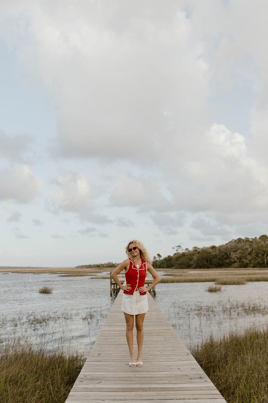 Indie Button Down Top - Red Cream