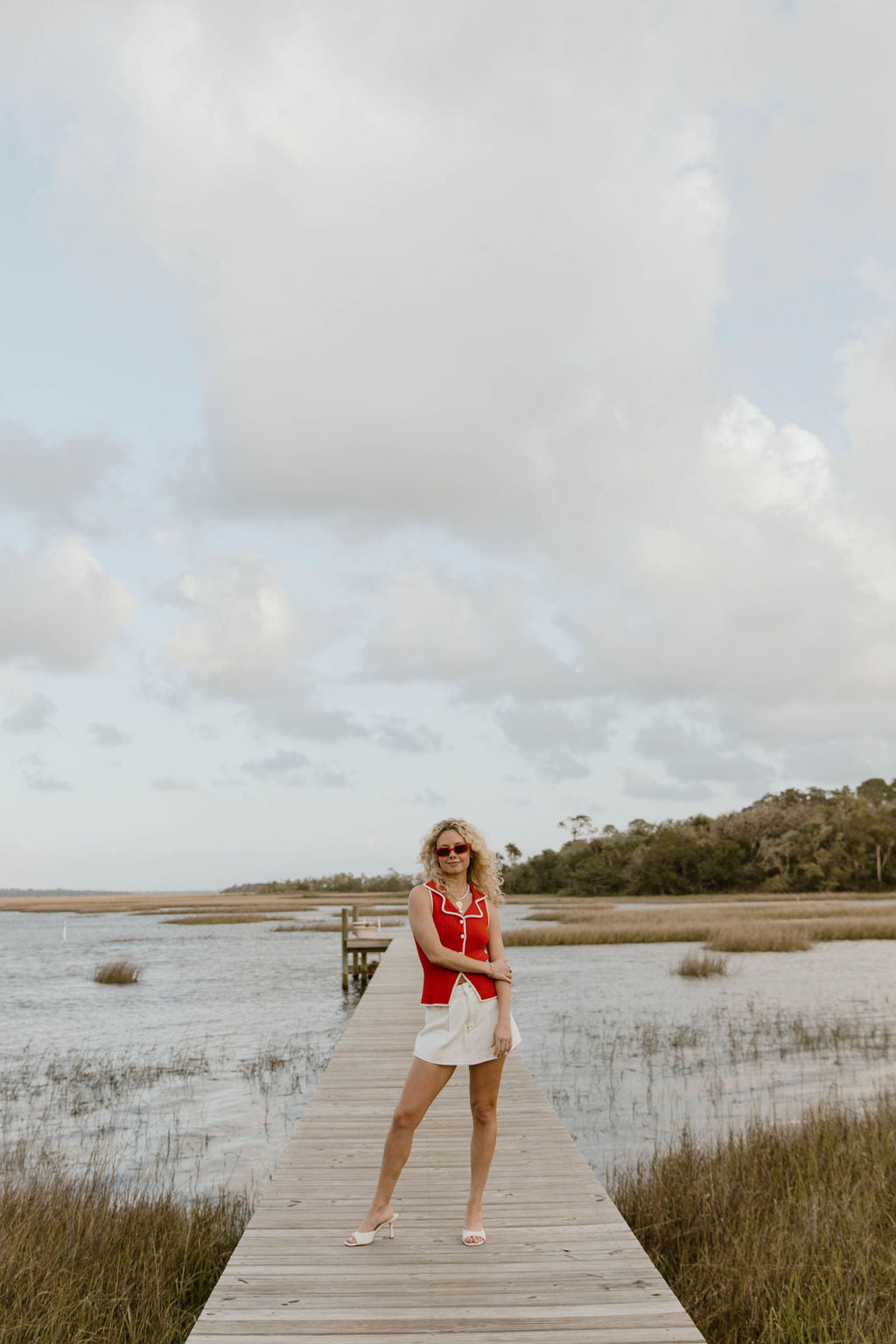 Indie Button Down Top - Red Cream