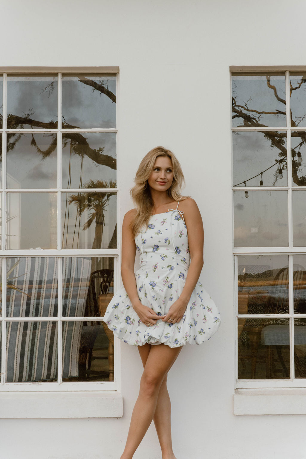 Zuri Bubble Hem Mini Dress - Lt Blue