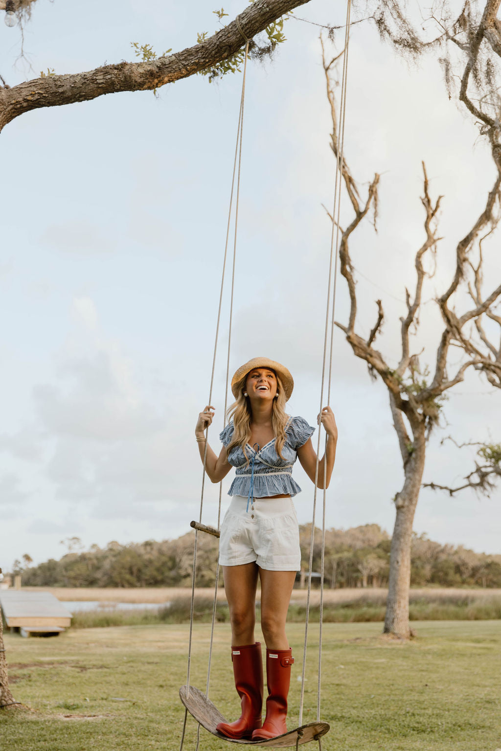 Pippa Top Lace Trim - Blue/White Gingham