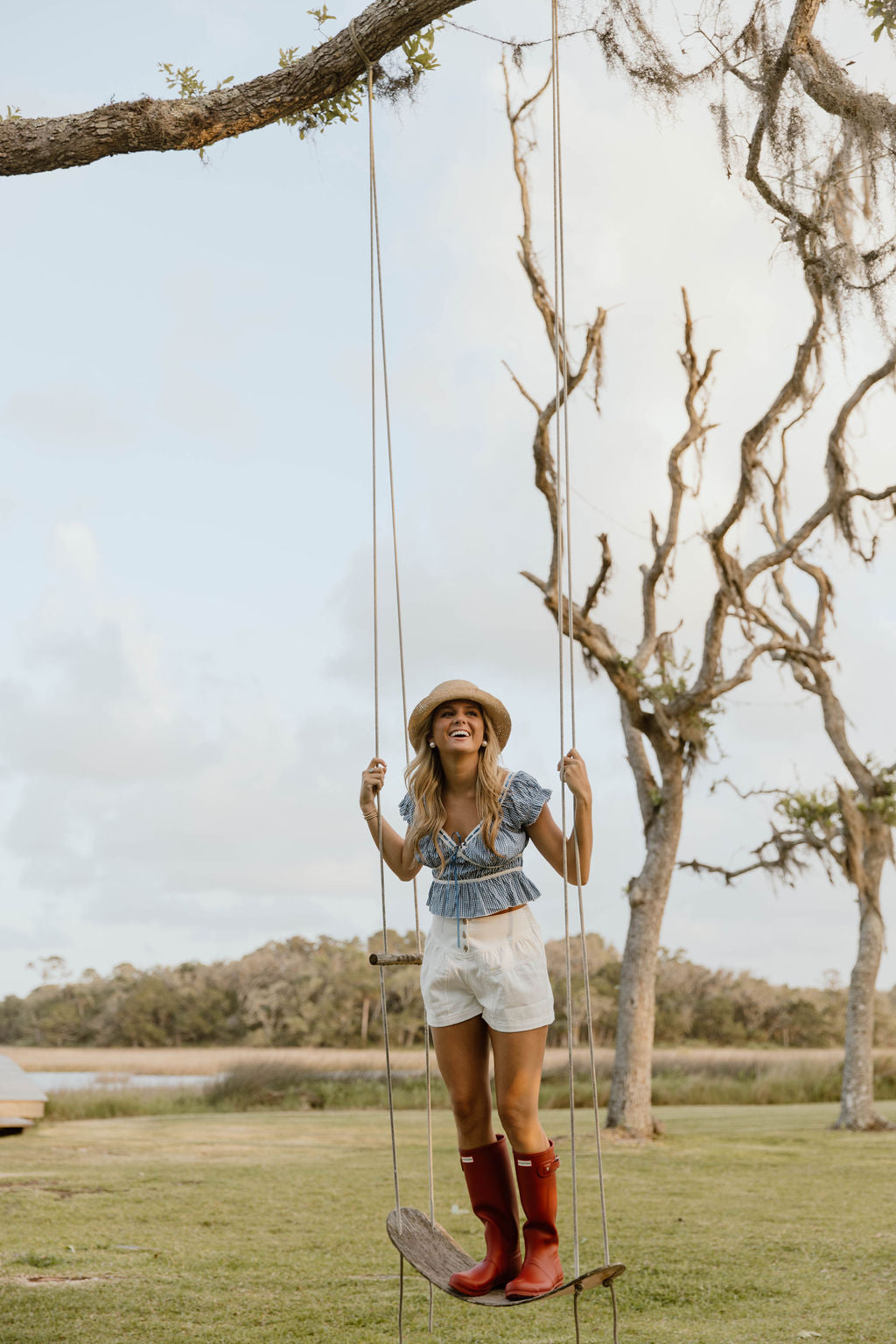 Pippa Top Lace Trim - Blue/White Gingham