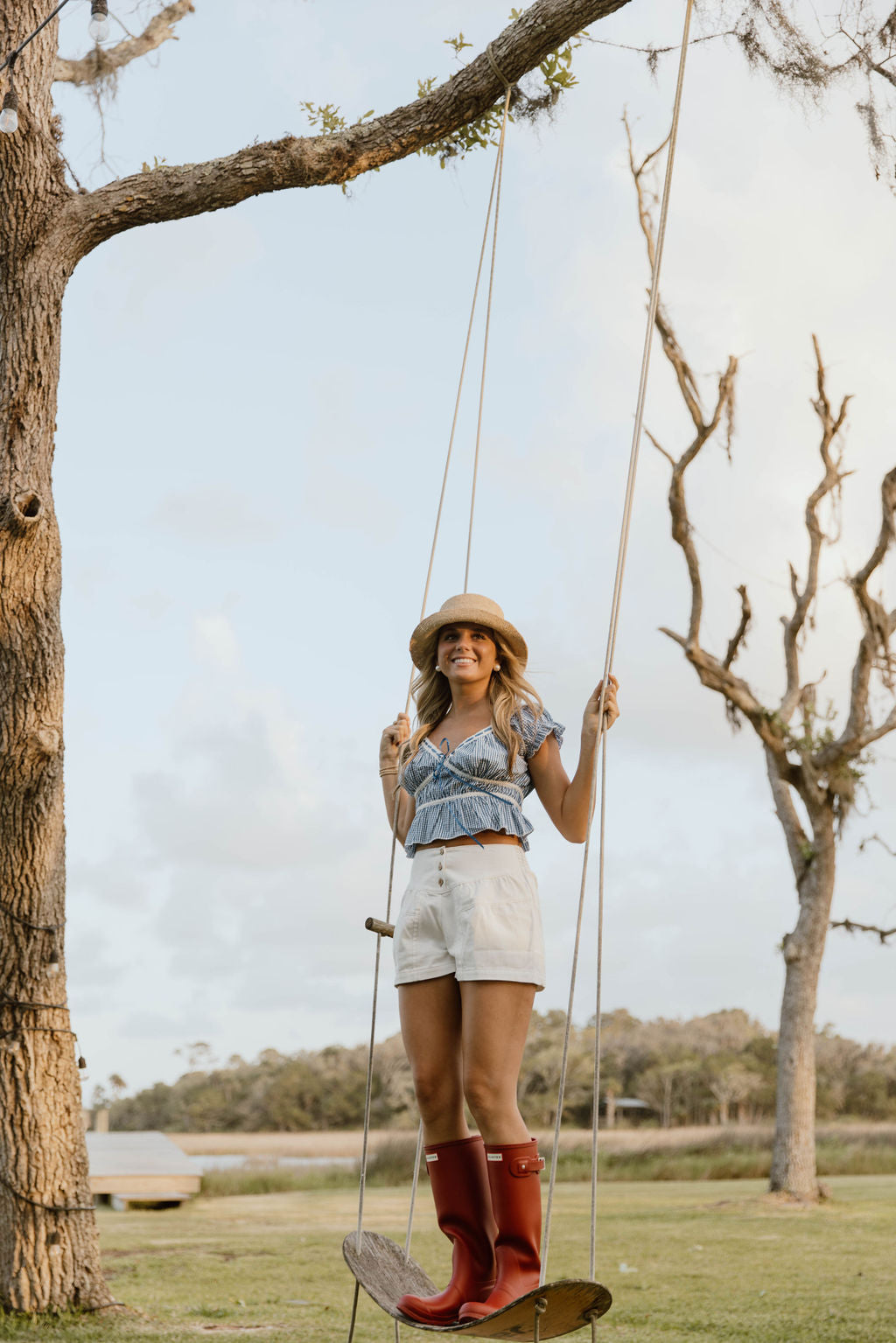 Pippa Top Lace Trim - Blue/White Gingham