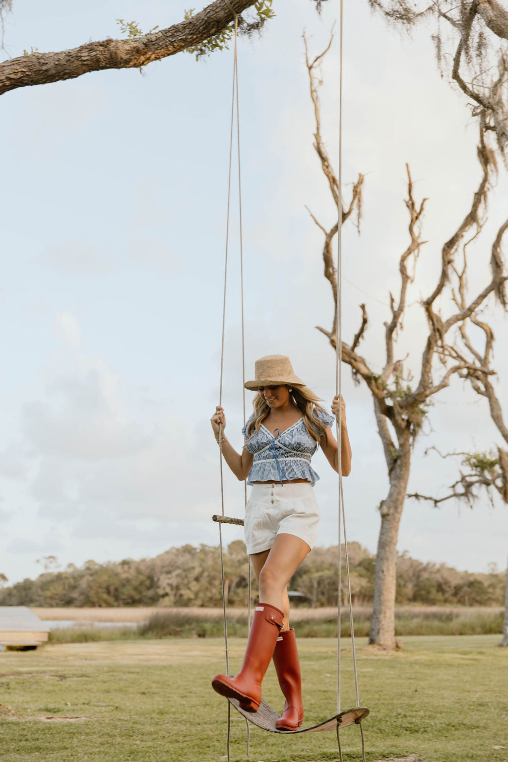 Pippa Top Lace Trim - Blue/White Gingham