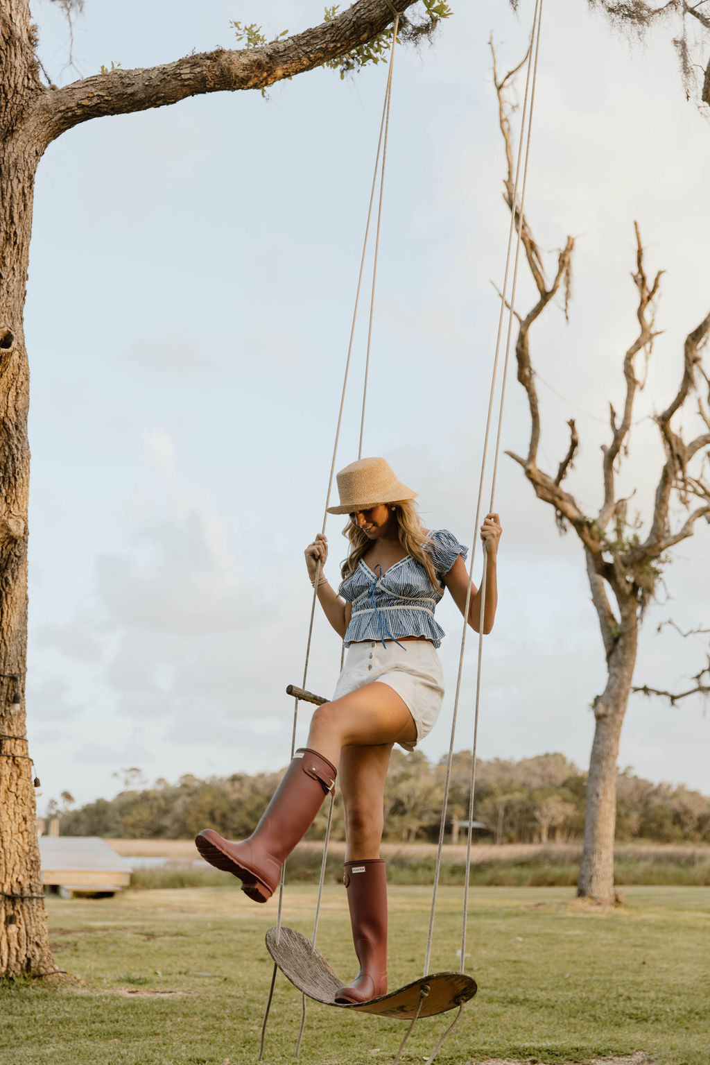 Pippa Top Lace Trim - Blue/White Gingham