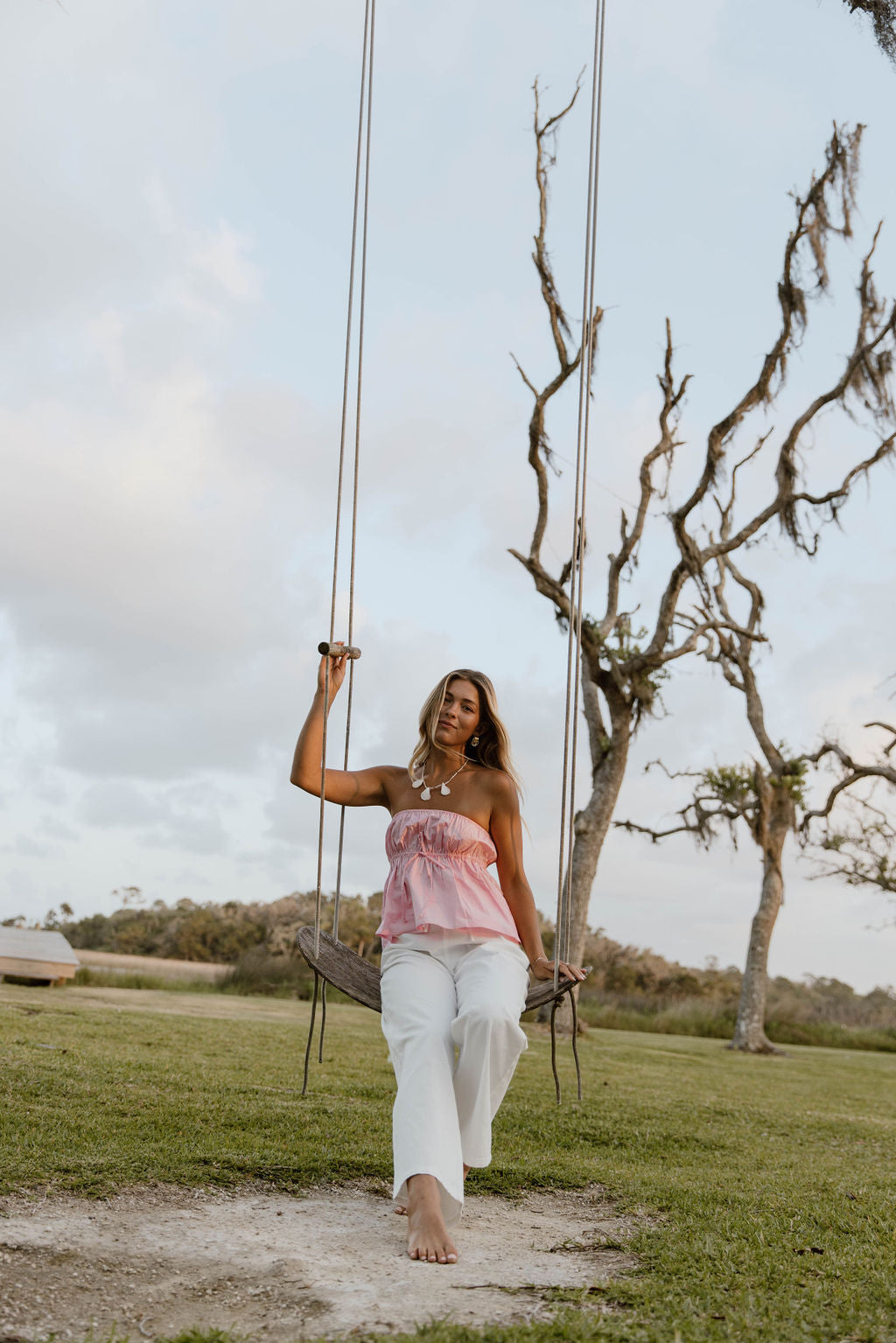 Esme Flare Strapless Top - Pink