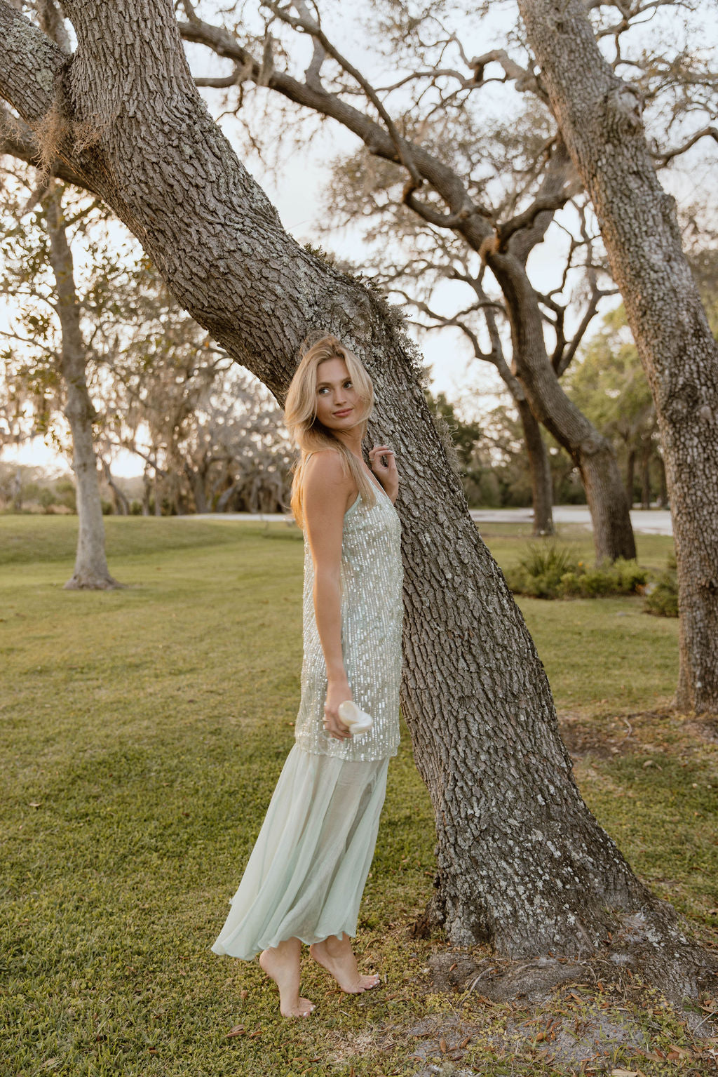 Thea Overlay Sequin Chiffon Maxi Dress - Sage